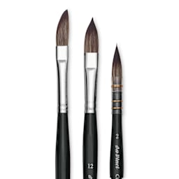 Da Vinci Casaneo Synthetic Squirrel Watercolor Brush Set - Assorted, Box Set of 3, Short Handle, close up