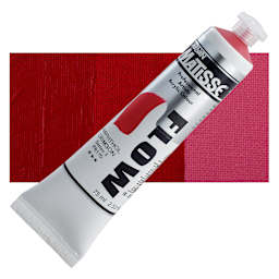 Matisse Flow Acrylic Paint - Naphthol Crimson, 75 ml tube and swatch