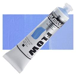 Matisse Flow Acrylic Paint - Australian Sky Blue, 75 ml tube and swatch