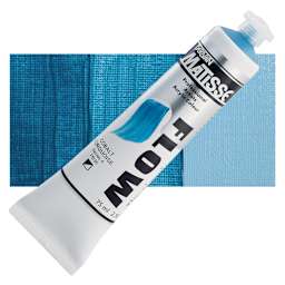 Matisse Flow Acrylic Paint - Cobalt Turquoise, 75 ml tube and swatch