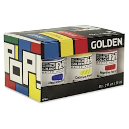 Golden SoFlat Matte Acrylic Paint - Pop, Set of 6, 59 ml, Jar, packaging