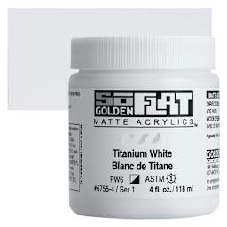 Golden SoFlat Matte Acrylic Paint - Titanium White, 118 ml, Jar and swatch