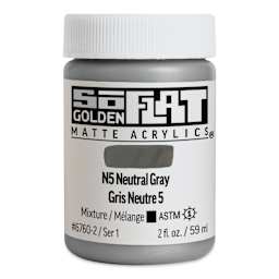 Golden SoFlat Matte Acrylic Paint - N5 Neutral Gray, 59 ml, Jar and swatch