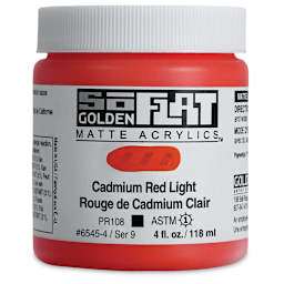 Golden SoFlat Matte Acrylic Paint - Cadmium Red Light, 118 ml, Jar