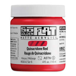 Golden SoFlat Matte Acrylic Paint - Quinacridone Red, 118 ml, Jar
