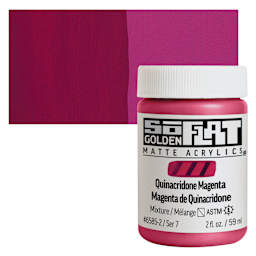 Golden SoFlat Matte Acrylic Paint - Quinacridone Magenta, 59 ml, Jar and swatch