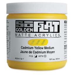 Golden SoFlat Matte Acrylic Paint - Cadmium Yellow Medium, 473 ml, Jar
