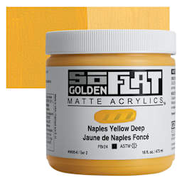 Golden SoFlat Matte Acrylic Paint - Naples Yellow Deep, 473 ml, Jar and swatch