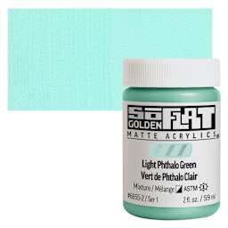 Golden SoFlat Matte Acrylic Paint - Light Phthalo Green, 59 ml, Jar and swatch