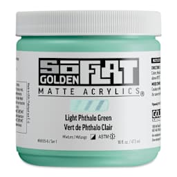 Golden SoFlat Matte Acrylic Paint - Light Phthalo Green, 473 ml, Jar