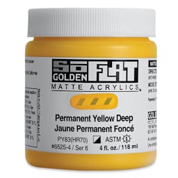 Golden SoFlat Matte Acrylic Paint - Permanent Yellow Deep, 118 ml, Jar