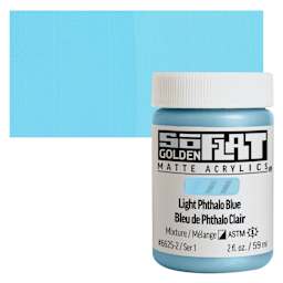 Golden SoFlat Matte Acrylic Paint - Light Phthalo Blue, 59 ml, Jar and swatch