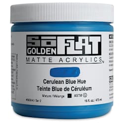 Golden SoFlat Matte Acrylic Paint - Cerulean Blue Hue, 473 ml, Jar