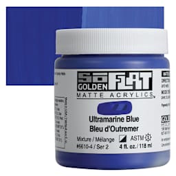 Golden SoFlat Matte Acrylic Paint - Ultramarine Blue, 118 ml, Jar and swatch