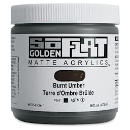 Golden SoFlat Matte Acrylic Paint - Burnt Umber, 473 ml, Jar