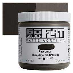 Golden SoFlat Matte Acrylic Paint - Raw Umber, 473 ml, Jar and swatch