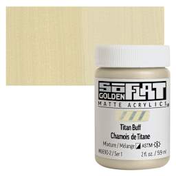 Golden SoFlat Matte Acrylic Paint - Titan Buff, 59 ml, Jar and swatch