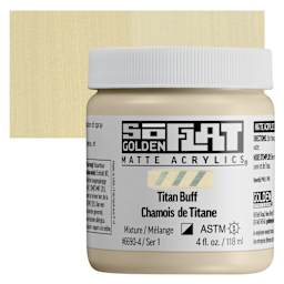 Golden SoFlat Matte Acrylic Paint - Titan Buff, 118 ml, Jar and swatch
