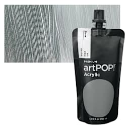 artPOP! Heavy Body Acrylic Paint - Silver, 120 ml Pouch and swatch