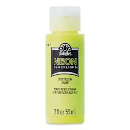 FolkArt Multi-Surface Neon Blacklight Acrylic Paint - Yellow, 2 oz, Bottle (Front)