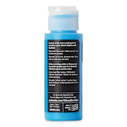 FolkArt Multi-Surface Neon Blacklight Acrylic Paint - Blue, 2 oz, Bottle (Back)