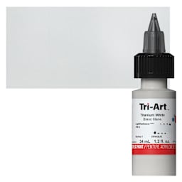 Tri-Art Low-Viscosity Artist Acrylic - Titanium White, 34 ml Tube and swatch