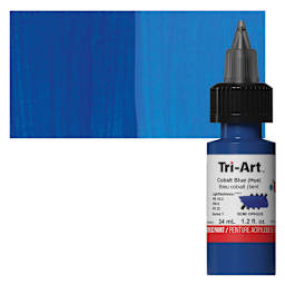 Tri-Art Low-Viscosity Artist Acrylic - Cobalt Blue (Hue), 34 ml Tube and swatch