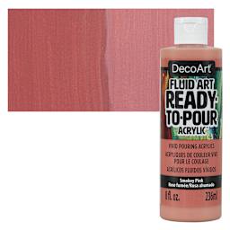 DecoArt Fluid Art Ready-To-Pour Acrylic - Smokey Pink, 8 oz Bottle and swatch