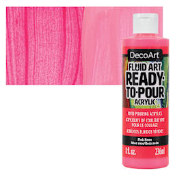 DecoArt Fluid Art Ready-To-Pour Acrylic - Neon Pink, 8 oz Bottle and swatch