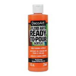DecoArt Fluid Art Ready-To-Pour Acrylic - Vivid Orange, 8 oz Bottle (Front)