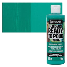 DecoArt Fluid Art Ready-To-Pour Acrylic - Aquamarine, 8 oz Bottle and swatch