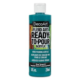 DecoArt Fluid Art Ready-To-Pour Acrylic - Deep Turquoise, 8 oz Bottle (Front)