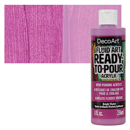 DecoArt Fluid Art Ready-To-Pour Acrylic - Bright Violet, 8 oz Bottle and swatch