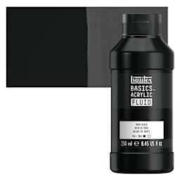 Liquitex Basics Acrylic Fluid Paint - Mars Black, 250 ml bottle and swatch