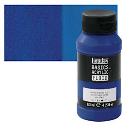 Liquitex Basics Acrylic Fluid Paint - Phthalocyanine Blue, 118 ml bottle and swatch