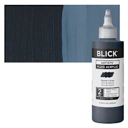 Blick Artists’ Fluid Acrylic - Payne's Grey, 200 ml bottle and swatch