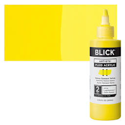 Blick Artists’ Fluid Acrylic - Hansa Yellow Opaque, 200 ml bottle and swatch