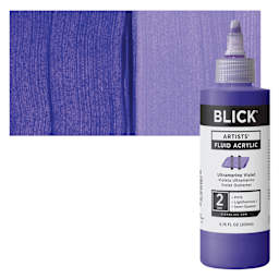 Blick Artists’ Fluid Acrylic - Ultramarine Violet, 200 ml bottle and swatch
