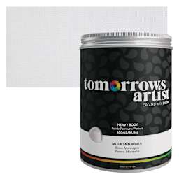 Tomorrow's Artist Eco-Friendly Heavy Body Acrylic Paint - Mountain White, 500 ml jar and swatch
