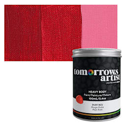 Tomorrow's Artist Eco-Friendly Heavy Body Acrylic Paint - Ruby Red, 100 ml jar and swatch