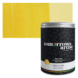 Tomorrow's Artist Eco-Friendly Heavy Body Acrylic Paint - Cress Yellow, 250 ml jar and swatch