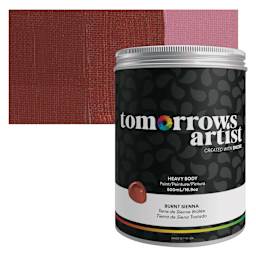Tomorrow's Artist Eco-Friendly Heavy Body Acrylic Paint - Burnt Sienna, 500 ml jar and swatch