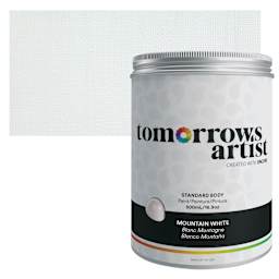 Tomorrow's Artist Eco-Friendly Standard Body Acrylic Paint - Mountain White, 500 ml jar and swatch