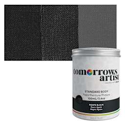 Tomorrow's Artist Eco-Friendly Standard Body Acrylic Paint - Agate Black, 100 ml jar and swatch