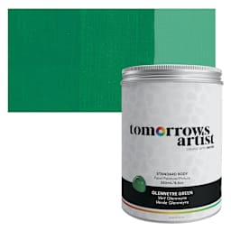 Tomorrow's Artist Eco-Friendly Standard Body Acrylic Paint - Glennerye Green, 250 ml jar and swatch