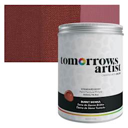 Tomorrow's Artist Eco-Friendly Standard Body Acrylic Paint - Burnt Sienna, 500 ml jar and swatch