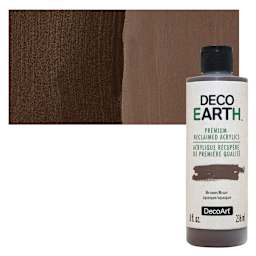 DecoArt DecoEarth Premium Reclaimed Acrylic Paint - Brown, 8 oz bottle with swatch