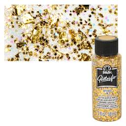 FolkArt Glitterific Acrylic Paint - Gold - Bottle and Swatch