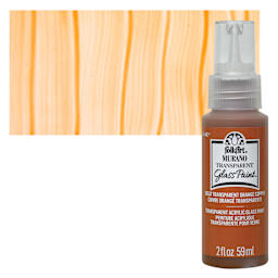 FolkArt Murano Glass Paint - Orange Copper, 2 oz bottle and swatch