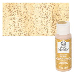 Plaid FolkArt Sugar Metallic Acrylic Paint - Evergold - Bottle and Swatch